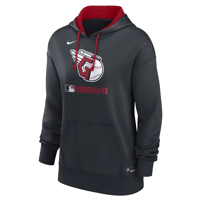Sweat à capuche Nike Therma bleu marine Cleveland Guardians Authentic Collection pour femme