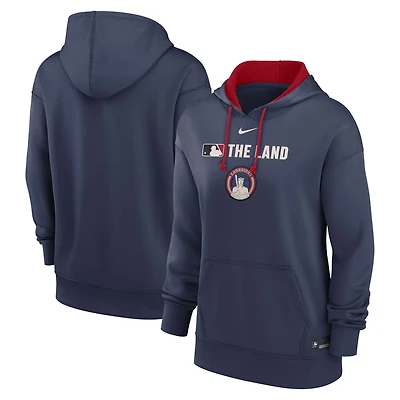 Sweat à capuche Nike Therma-FIT pour femme, collection authentique Cleveland Guardians City Connect, bleu marine