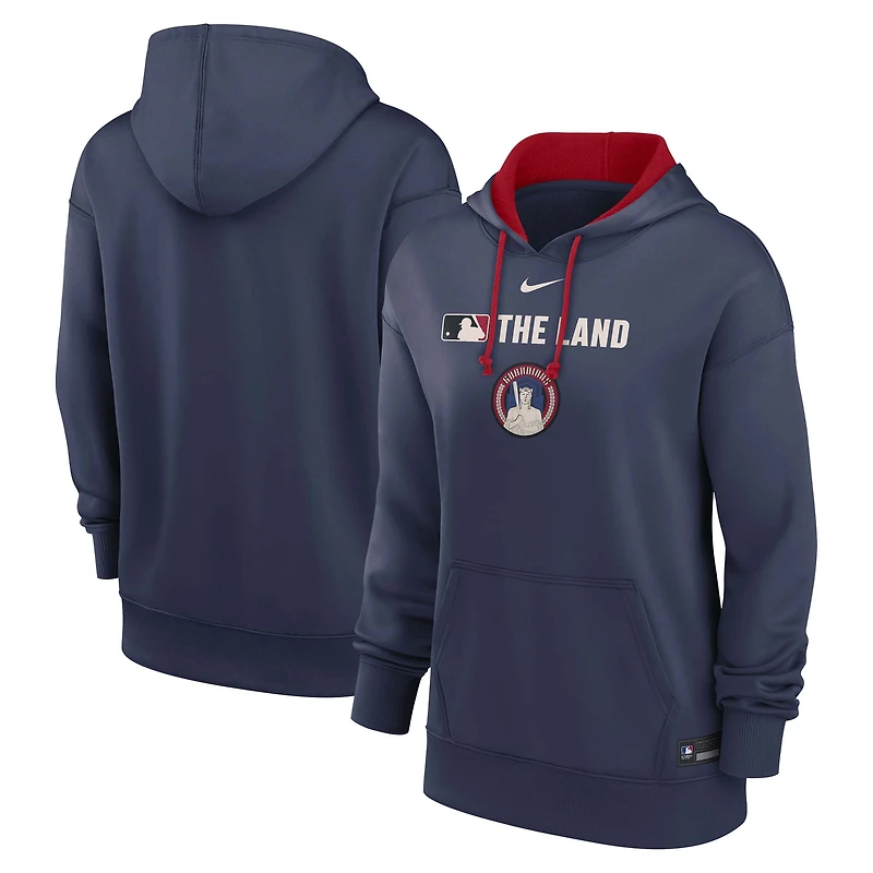 Sweat à capuche Nike bleu marine Cleveland Guardians City Connect Authentic Collection Therma pour femme