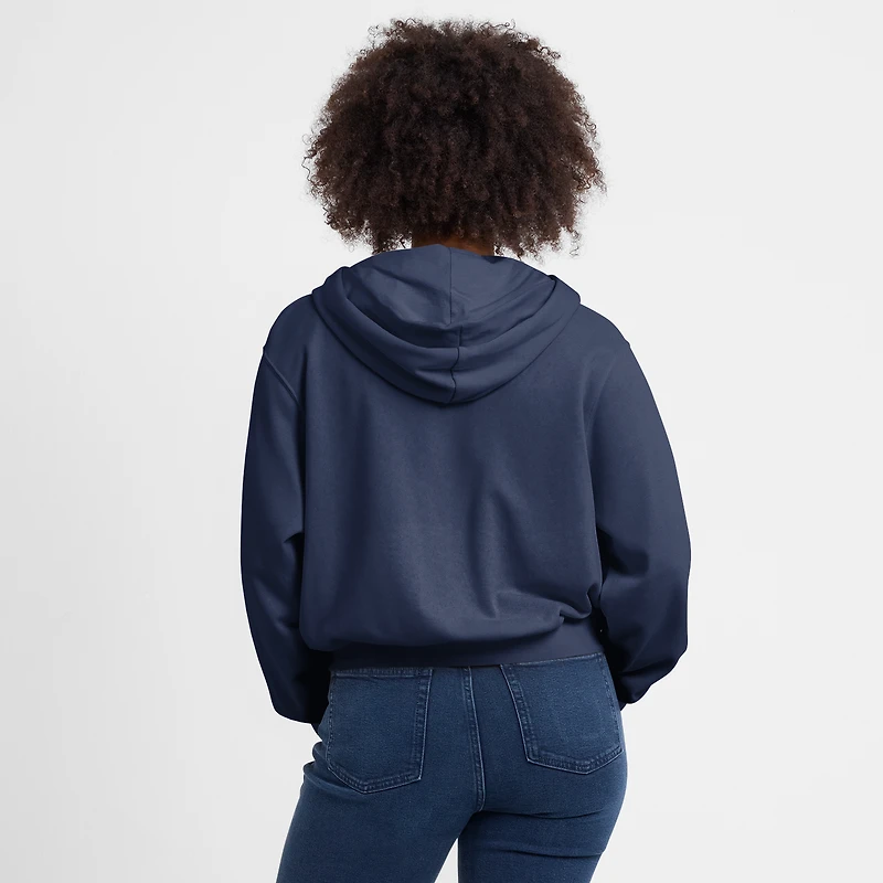 Sweat à capuche court Nike bleu marine Cleveland Guardians Chill pour femme