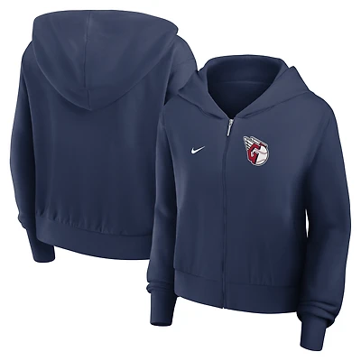 Sweat à capuche court Nike bleu marine Cleveland Guardians Chill pour femme