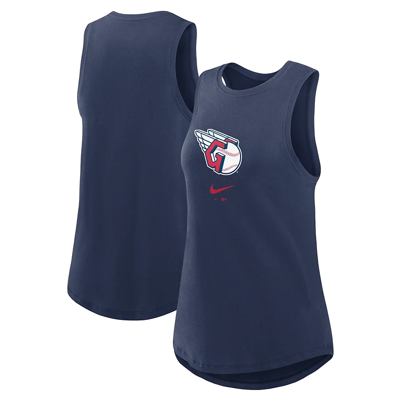 Women's Nike Navy Cleveland Guardians Legacy Icon High Neck Dri-FIT Tank Top