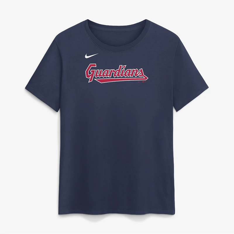 T-shirt Nike Travis Bazzana bleu marine Cleveland Guardians pour femme, avec nom et numéro