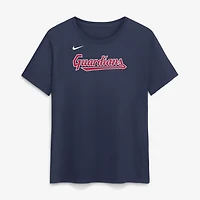 T-shirt Nike Travis Bazzana bleu marine Cleveland Guardians pour femme, avec nom et numéro