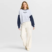 Women's Nike White/Navy Cleveland Guardians Oversized High Hip Fleece Sweatshirt