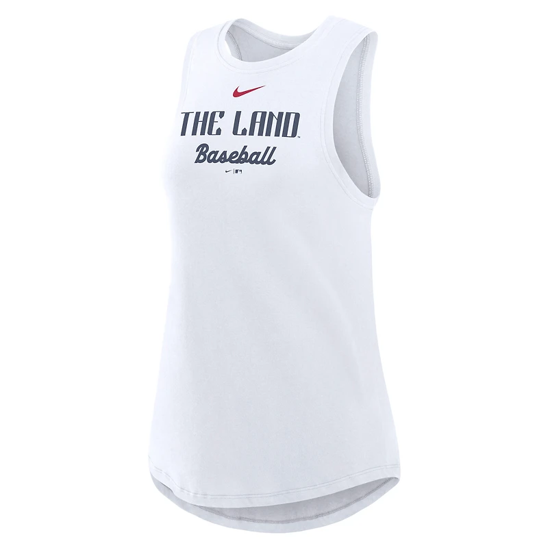 Women's Nike White Cleveland Guardians City Connect Tricode High Neck Performance Tank Top