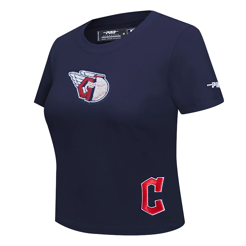 Women's Pro Standard Navy Cleveland Guardians Game Day Classics Baby Doll Cropped T-Shirt