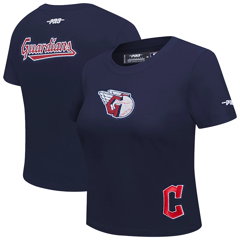 Women's Pro Standard Navy Cleveland Guardians Game Day Classics Baby Doll Cropped T-Shirt