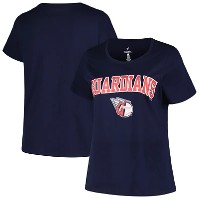 T-shirt à col en V pour femmes, bleu marine, Atlanta Braves, grande taille, logo arc