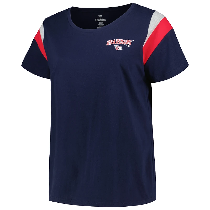 T-shirt à encolure dégagée taille plus pour femmes Profile Navy Cleveland Guardians