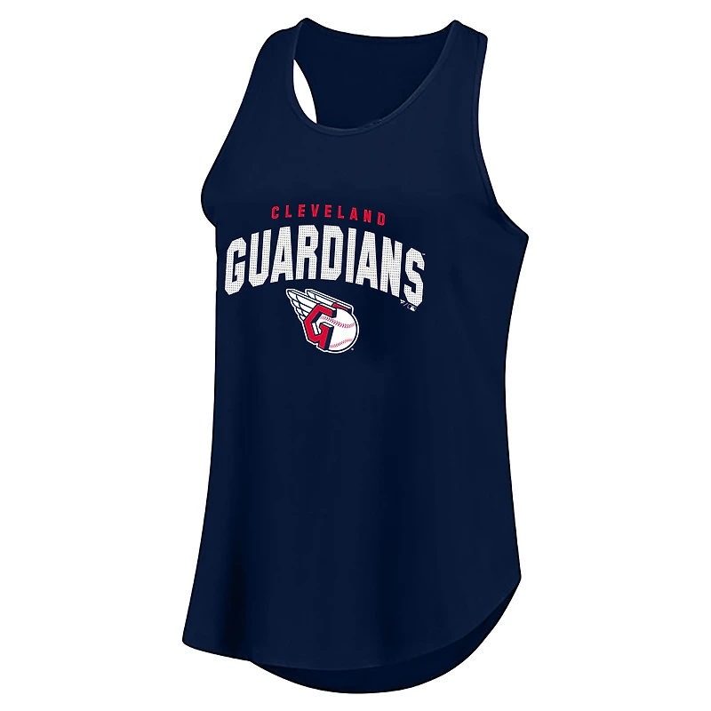 Women's Profile Navy Cleveland Guardians Plus Wordmark Racerback Scoop Neck Tank Top