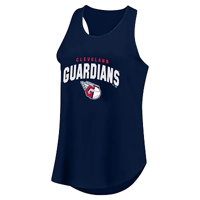 Women's Profile Navy Cleveland Guardians Plus Wordmark Racerback Scoop Neck Tank Top