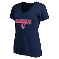 T-shirt à col en V grande taille avec logo Cleveland Guardians, bleu marine, pour femme