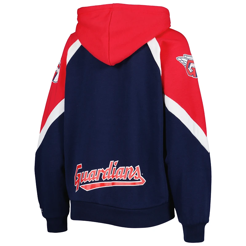 Sweat à capuche zippé Starter bleu marine/rouge Cleveland Guardians Hail Mary pour femme
