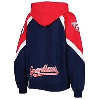 Sweat à capuche zippé Starter bleu marine/rouge Cleveland Guardians Hail Mary pour femme