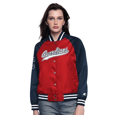 Veste universitaire à boutons-pression pour femme Cleveland Guardians Home Run rouge/bleu marine