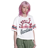T-shirt court Starter blanc pour femmes Cleveland Guardians « Hurry Up Offense »