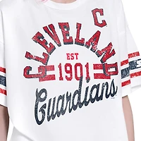 Women's Starter  White Cleveland Guardians Cropped Hurry Up Offense T-Shirt