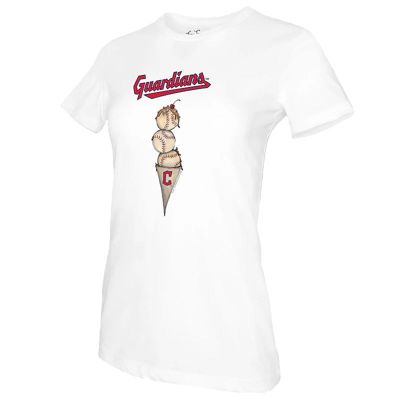 T-shirt blanc à trois poches pour femme, motif Tiny Turnip, des Cleveland Guardians