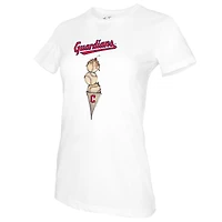 T-shirt blanc à trois poches pour femme, motif Tiny Turnip, des Cleveland Guardians