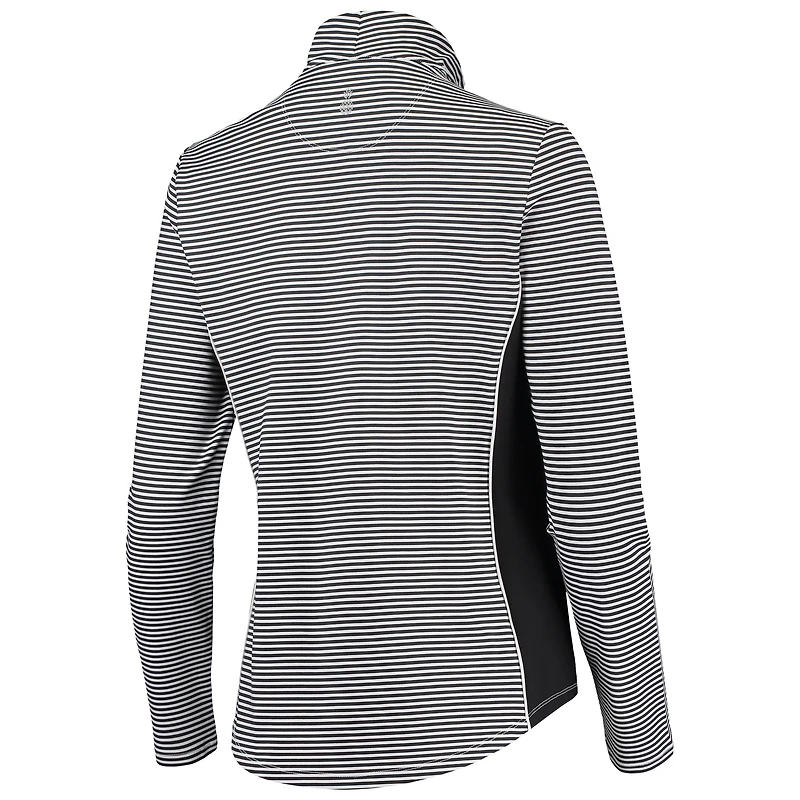 Veste mi-zippée Tommy Bahama Cleveland Guardians Aubrey Stripe Block IslandZone noire pour femme