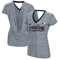 Women's Touch Navy Cleveland Guardians Halftime Back Wrap Top V-Neck T-Shirt