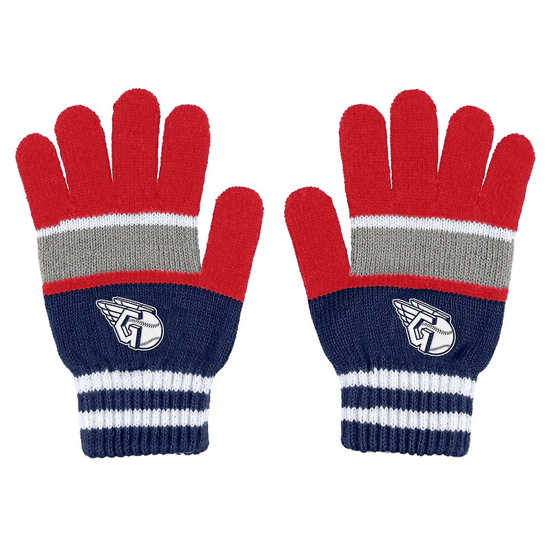 WEAR by Erin Andrews Ensemble gants et écharpe à rayures des Cleveland Guardians pour femmes