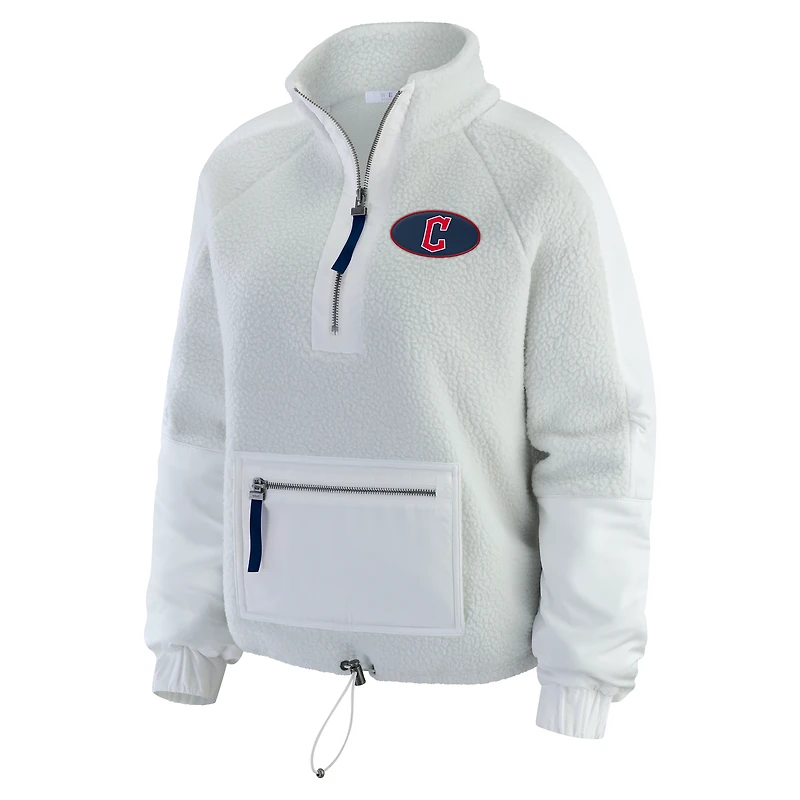 Women's WEAR by Erin Andrews Gray Cleveland Guardians Polar Fleece Quarter-Zip Jacket