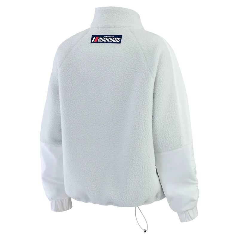 Women's WEAR by Erin Andrews Gray Cleveland Guardians Polar Fleece Quarter-Zip Jacket