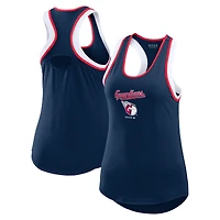 WEAR by Erin Andrews - Débardeur bleu marine à dos nageur color block des Cleveland Guardians pour femmes