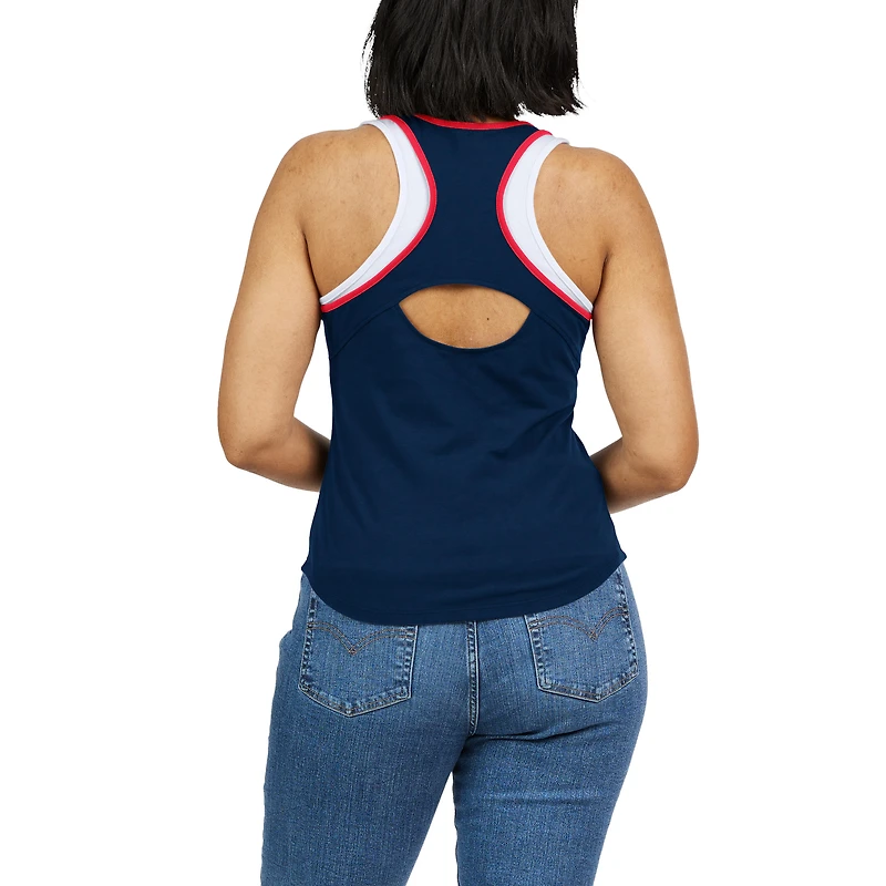WEAR by Erin Andrews - Débardeur bleu marine à dos nageur color block des Cleveland Guardians pour femmes