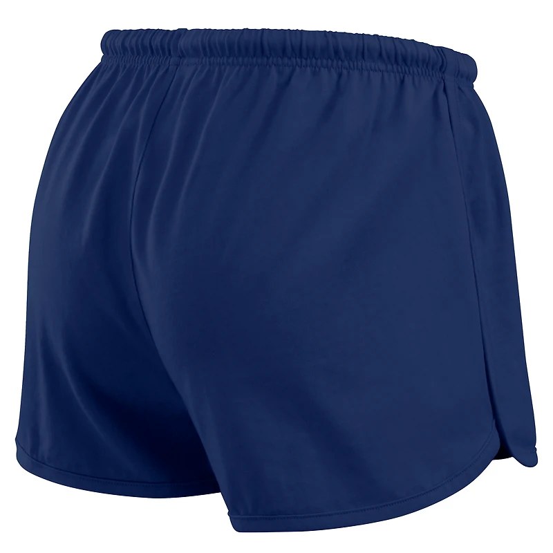 Women's WEAR by Erin Andrews Navy Cleveland Guardians Heavy Rugby Jersey Cropped Long Sleeve T-Shirt & Shorts Lounge Set