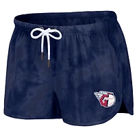 Women's WEAR by Erin Andrews Navy Cleveland Guardians Sweat court tie-dye Pullover & Shorts Lounge Set