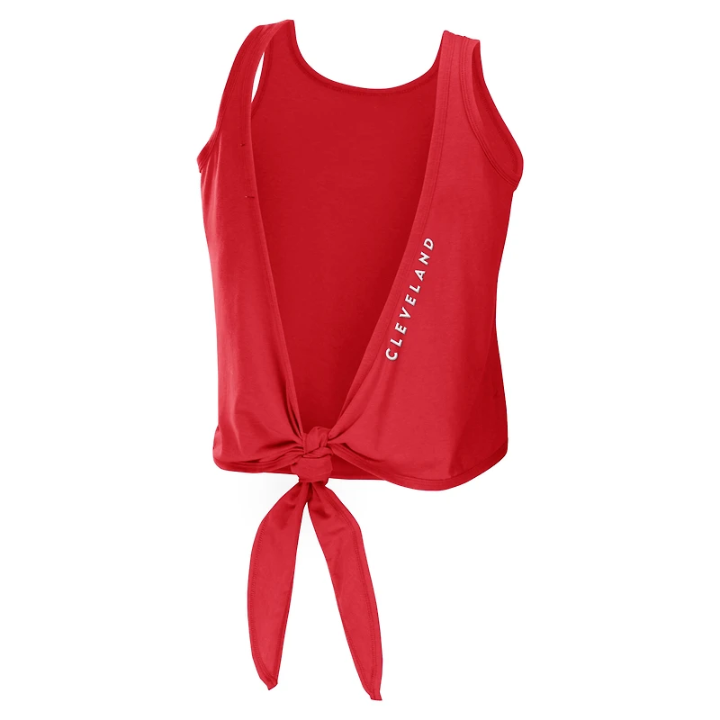 WEAR by Erin Andrews Débardeur rouge à nouer dans le dos ouvert des Cleveland Guardians pour femmes