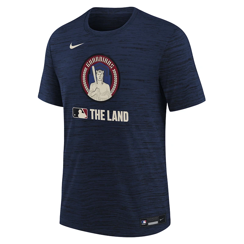 T-shirt Nike bleu marine Cleveland Guardians Authentic Collection City Connect Velocity Performance pour jeunes
