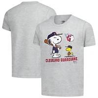 Youth  Heather Gray Cleveland Guardians Peanuts Snoopy T-Shirt