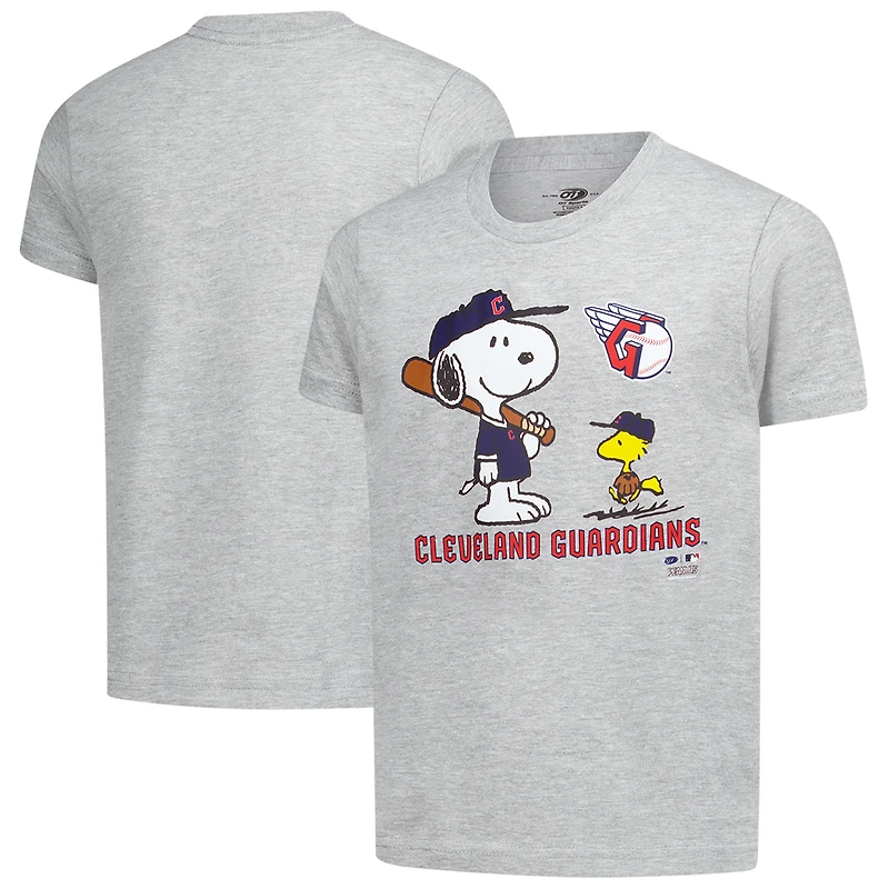 T-shirt Snoopy Peanuts des Cleveland Guardians pour enfants, gris chiné