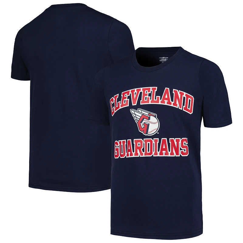 Youth Navy Cleveland Guardians Heart & Soul T-Shirt