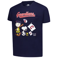 Youth  Navy Cleveland Guardians Peanuts Flag T-Shirt