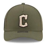 Youth New Era Olive Cleveland Guardians 2026 Armed Forces Day 9FORTY M-Crown Adjustable Hat