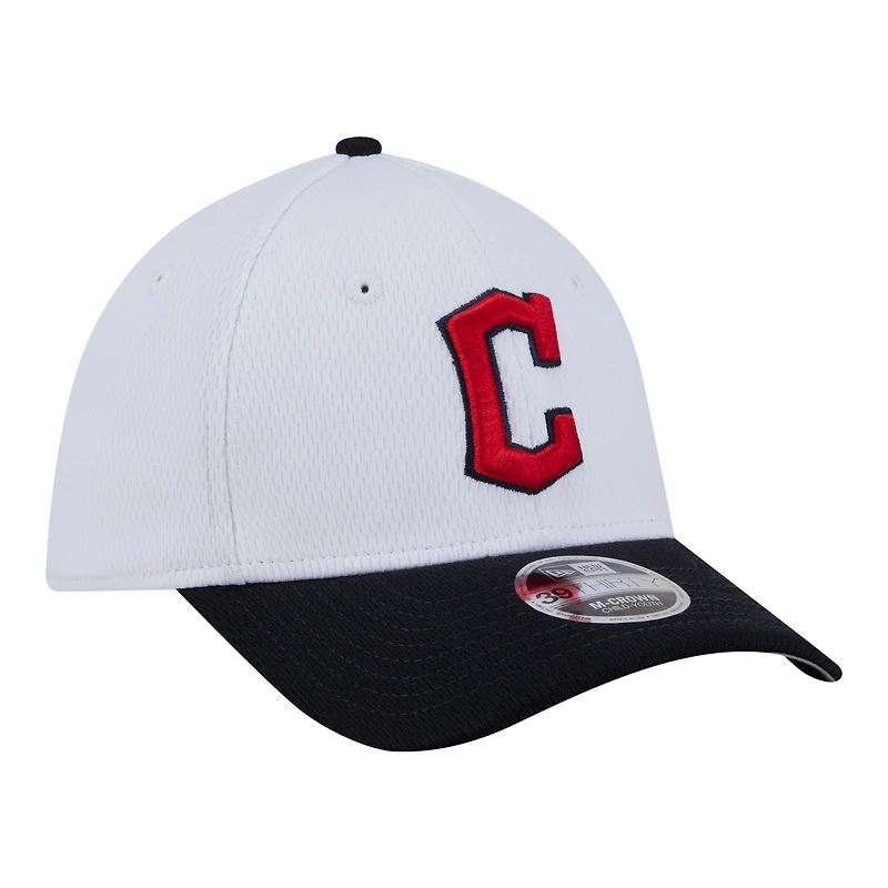 Youth New Era White/Navy Cleveland Guardians Baseball 39THIRTY M-Crown Flex Hat