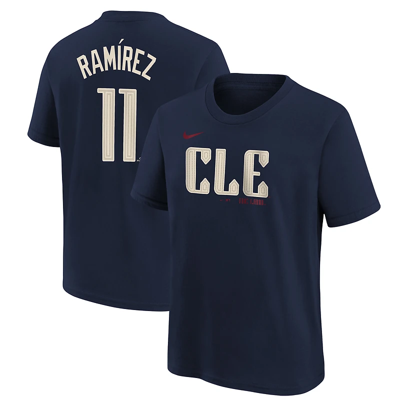 T-shirt Nike Jose Ramirez pour jeunes Cleveland Guardians 2024 City Connect avec nom et numéro, bleu marine