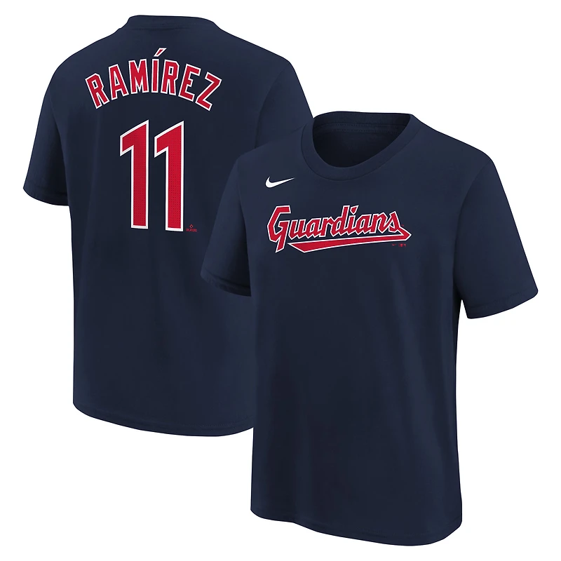 T-shirt avec nom et numéro du joueur à domicile Nike Jose Ramirez des Cleveland Guardians, bleu marine