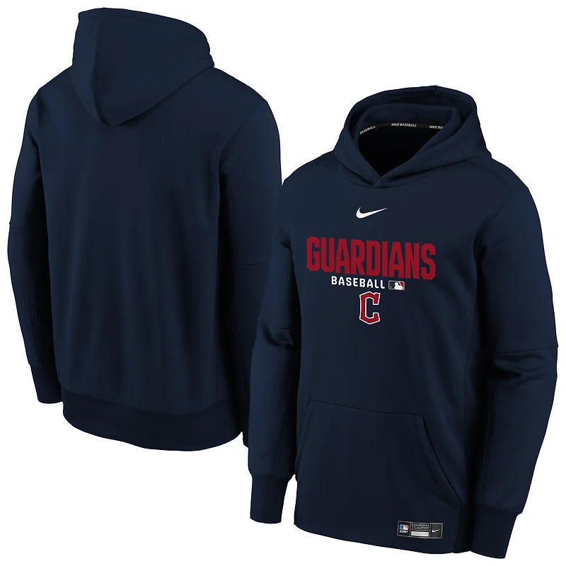 Youth Nike Navy Cleveland Guardians Authentic Collection Therma-FIT Hoodie