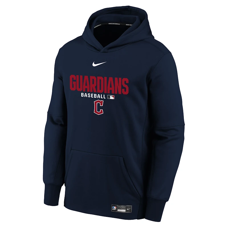 Youth Nike Navy Cleveland Guardians Authentic Collection Therma-FIT Hoodie