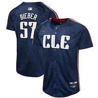 Maillot Nike Shane Bieber pour jeunes des Cleveland Guardians 2024 City Connect Limited, bleu marine