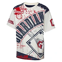 Youth Outerstuff Cream Cleveland Guardians Big League Top Player Bold All-Over-Print T-Shirt