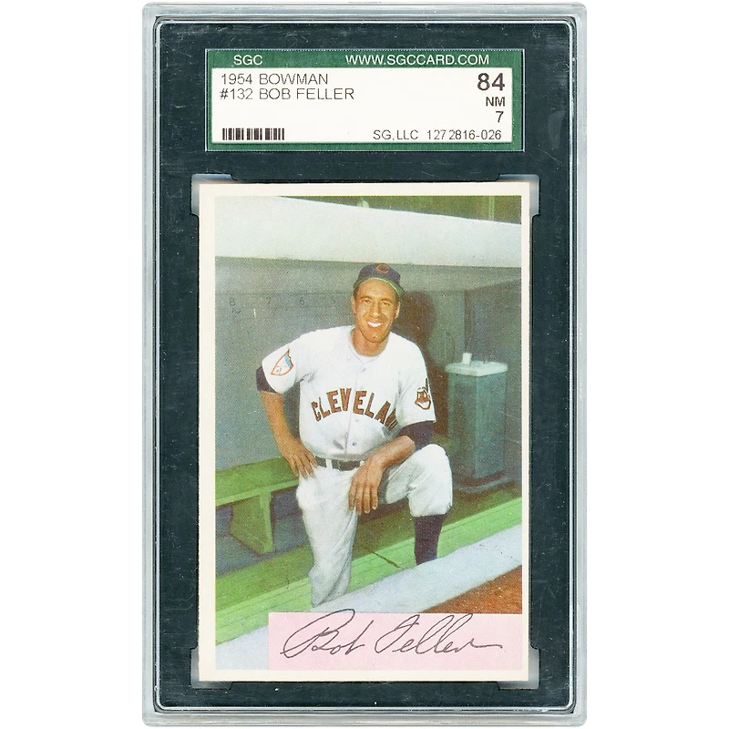 Bob Feller Cleveland Indians 1954 Bowman #132 SGC Authenticated 7 Card