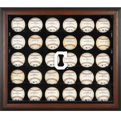 Cleveland Indians Logo Brown Framed 30-Ball Display Case