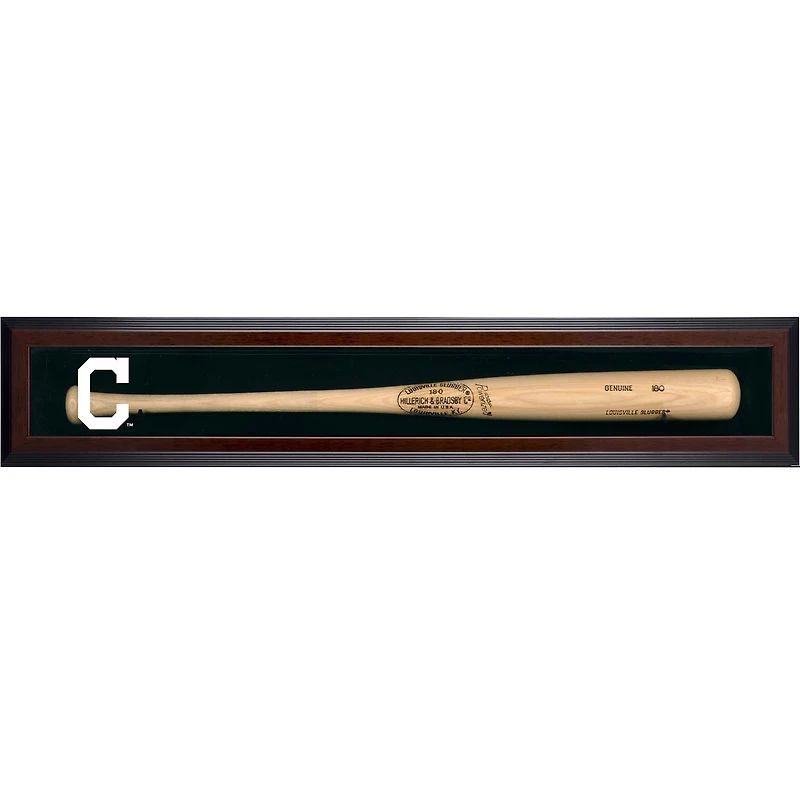 Cleveland Indians Logo Brown Framed Single Bat Display Case